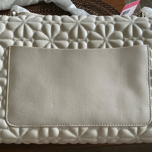 KATE SPADE Bloom Large Quilted Leather Shoulder Bag In Ivory - Picture 9 of 11